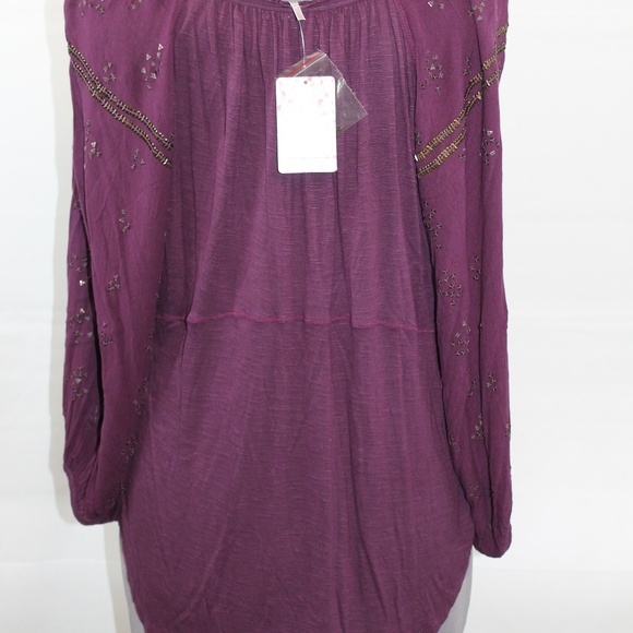 Free People Boho Tunic Top Dark Purple XS NEW - Picture 3 of 8